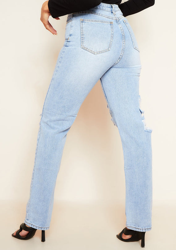 Missyempire London Light Wash Ripped Jeans