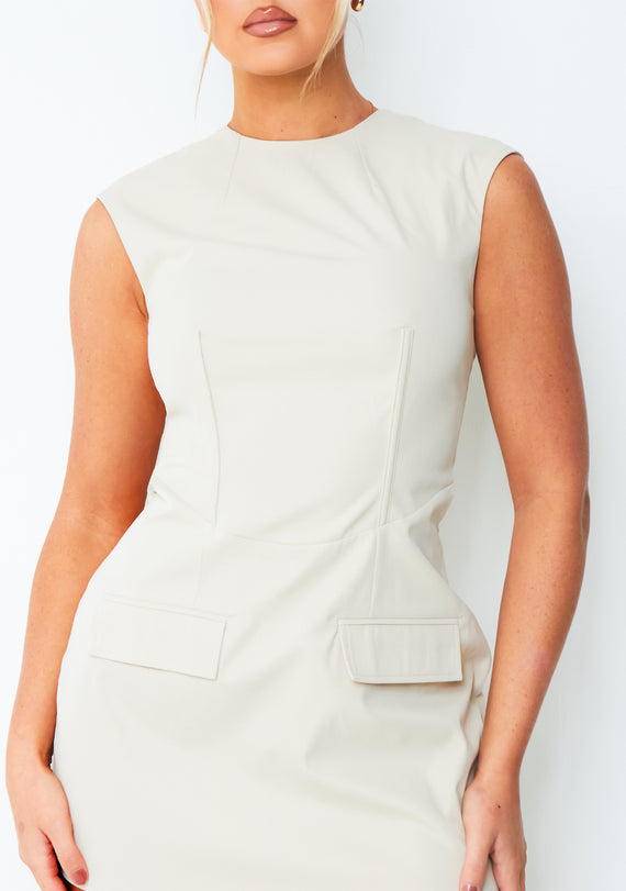 Missyempire Lottie Cream Cap Sleeve Mini Dress