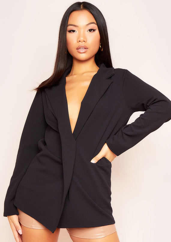 missyempire Lucy Black Casual Slim Fit Blazer