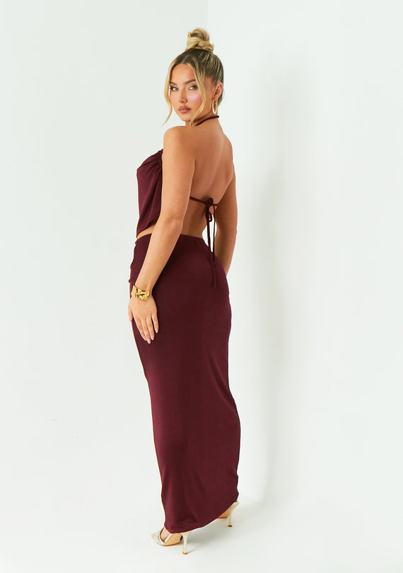 Missyempire Lucy Wine Cowl Backless Top