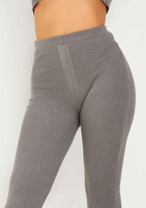 Missyempire Madilyn Charcoal Knitted Leggings