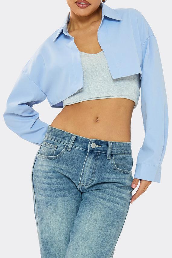Missyempire Madison Blue Extreme Cropped Shirt