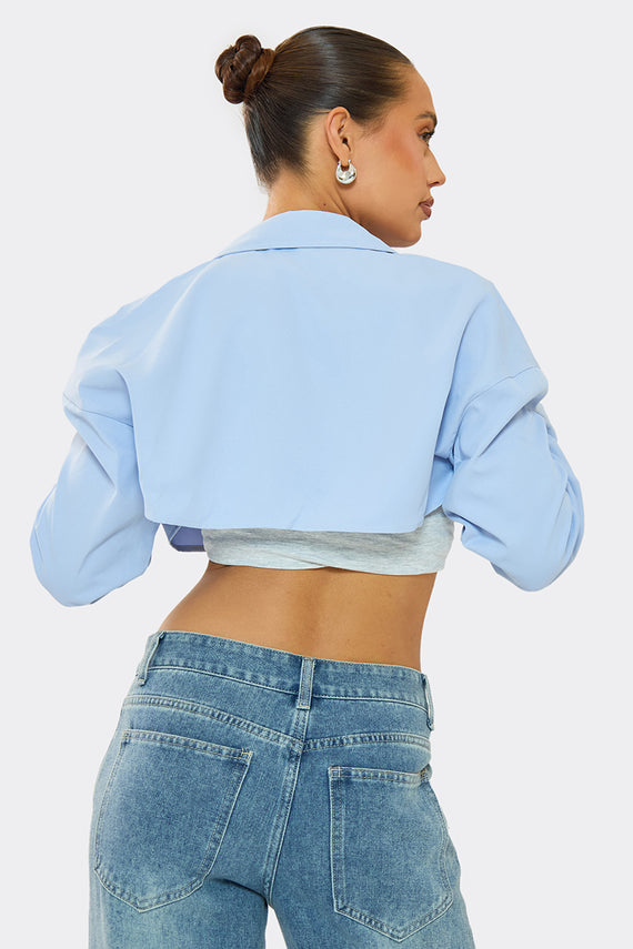 Missyempire Madison Blue Extreme Cropped Shirt