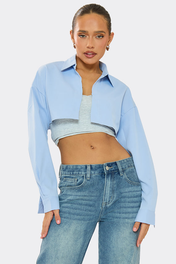 missyempire Madison Blue Extreme Cropped Shirt