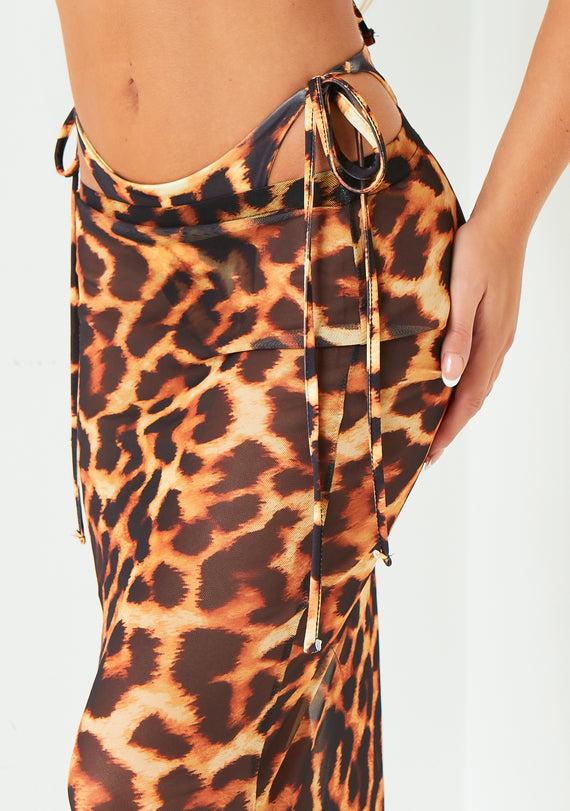 Missyempire Maria Leopard Print Beach Skirt