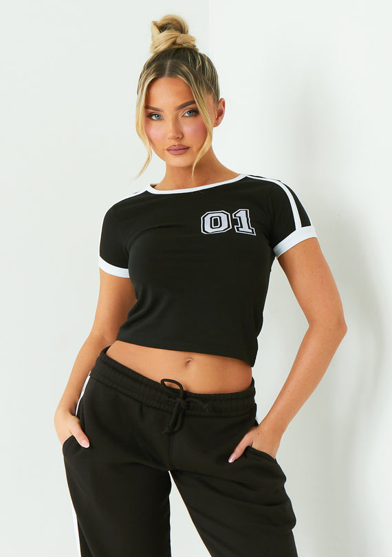 Missyempire Megan Black Sporty Baby Tee