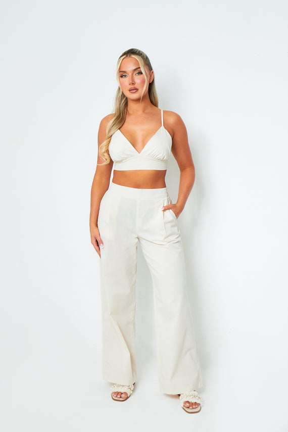 Missyempire Mia Cream Sculpted Scoop Neck Bralette