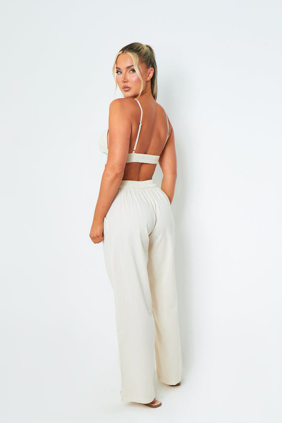 Missyempire Mia Cream Sculpted Scoop Neck Bralette