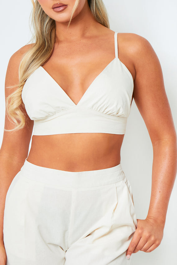 Missyempire Mia Cream Sculpted Scoop Neck Bralette