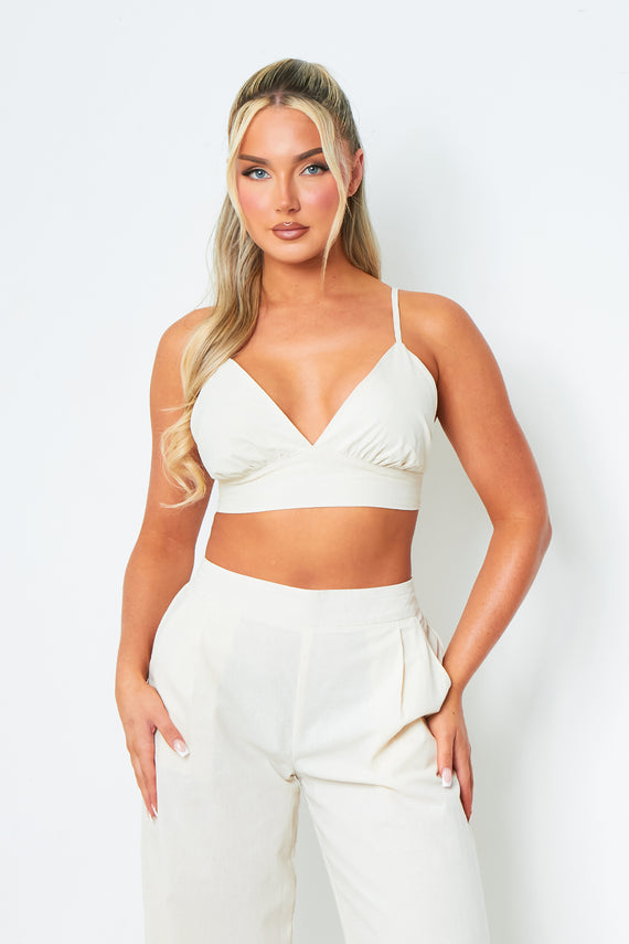 missyempire Mia Cream Sculpted Scoop Neck Bralette