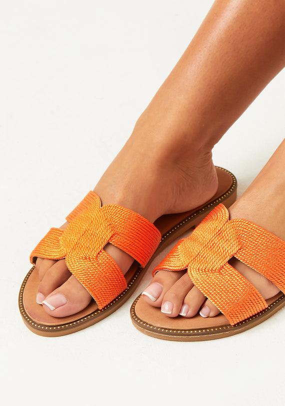 Missyempire Millie Orange Metallic Slip On Sandals