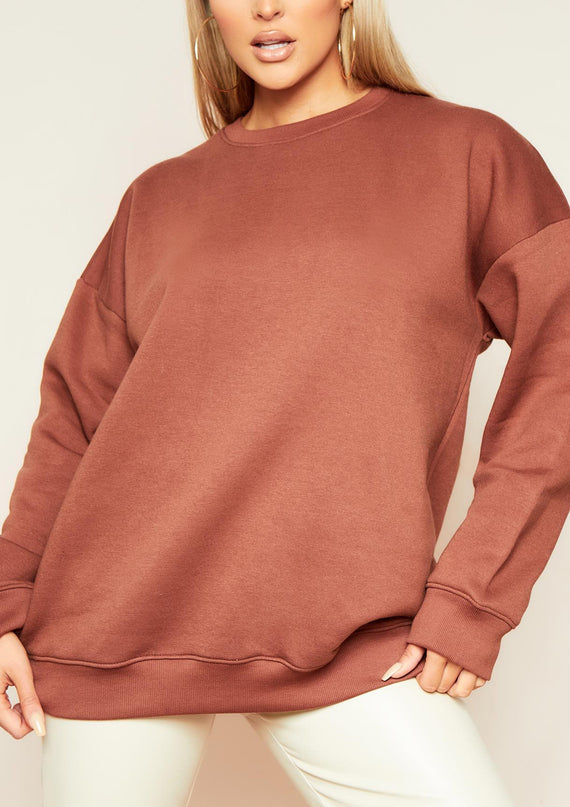 Missyempire Mona Chocolate Oversized Sweatshirt