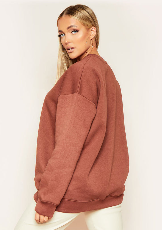 Missyempire Mona Chocolate Oversized Sweatshirt
