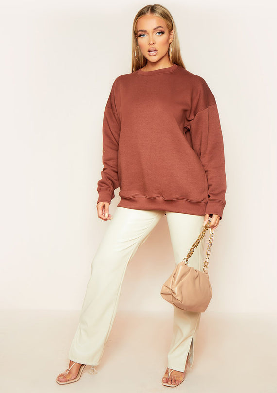 Missyempire Mona Chocolate Oversized Sweatshirt