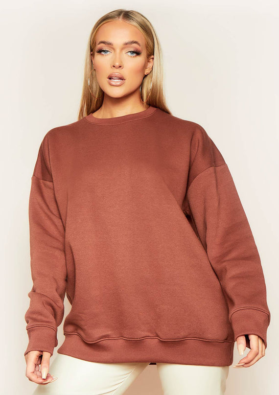 missyempire Mona Chocolate Oversized Sweatshirt