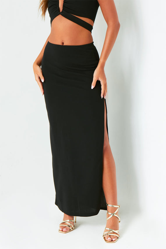 Missyempire Naya Black Pencil Maxi Skirt