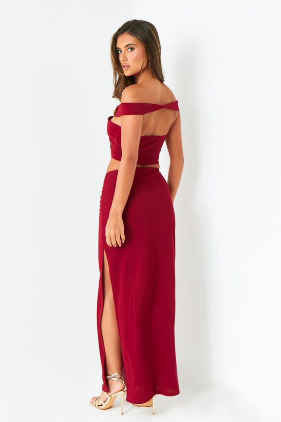 Missyempire Naya Wine Pencil Maxi Skirt