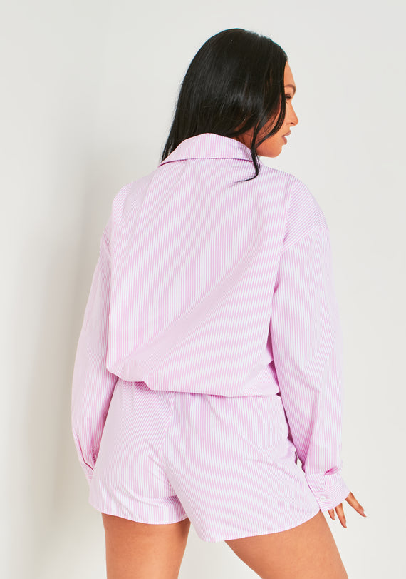 Missyempire Polly Pink Pinstripe Shorts