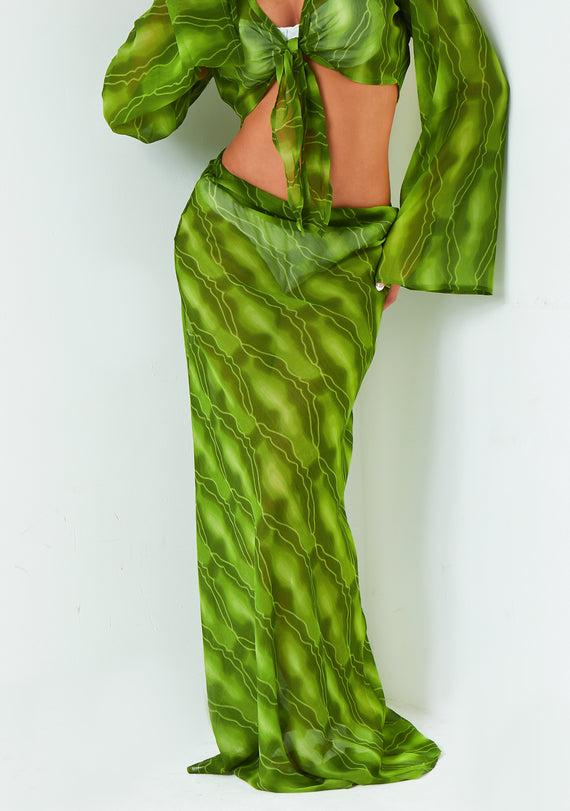 Missyempire Rose Green Maxi Skirt