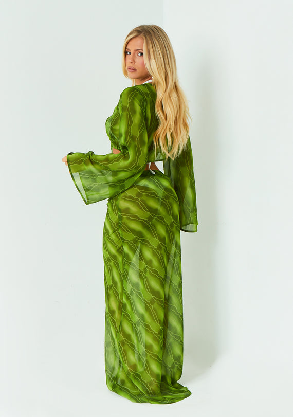 Missyempire Rose Green Maxi Skirt