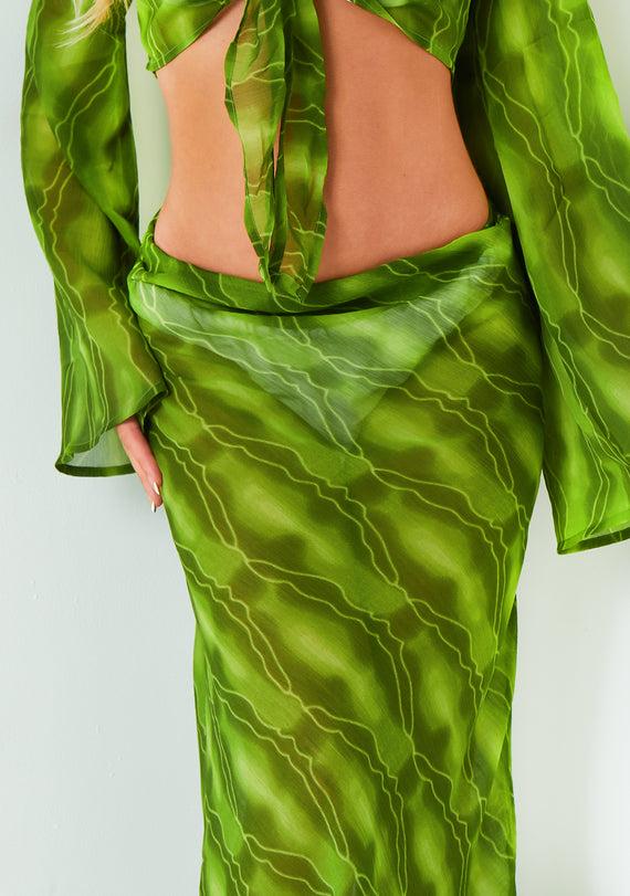 Missyempire Rose Green Maxi Skirt