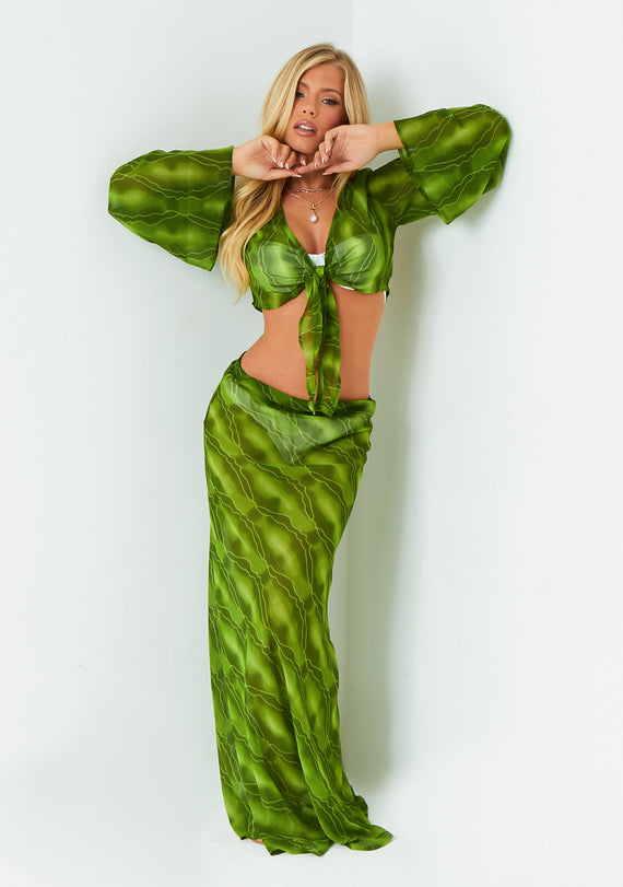 missyempire Rose Green Maxi Skirt