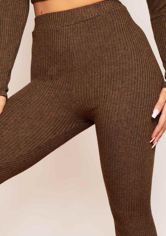 Missyempire Sarah Chocolate Brushed Ribbed Legging