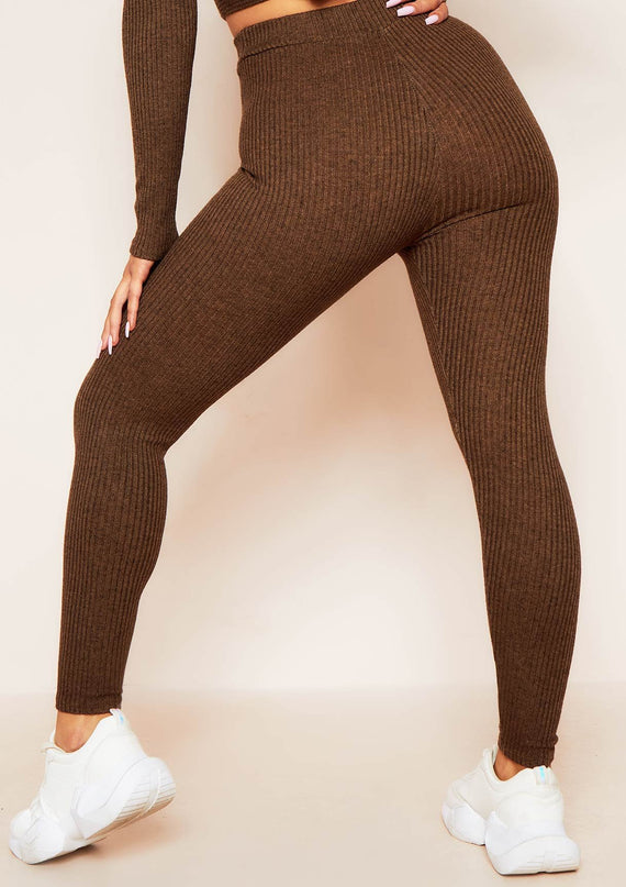 Missyempire Sarah Chocolate Brushed Ribbed Legging