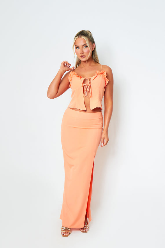 missyempire Sophia Coral Maxi Skirt