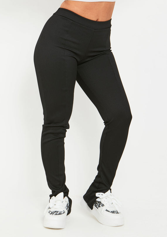Missyempire Stassie Black Thick Rib Leggings