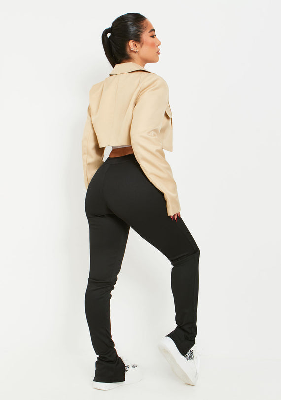 Missyempire Stassie Black Thick Rib Leggings