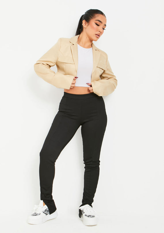 missyempire Stassie Black Thick Rib Leggings