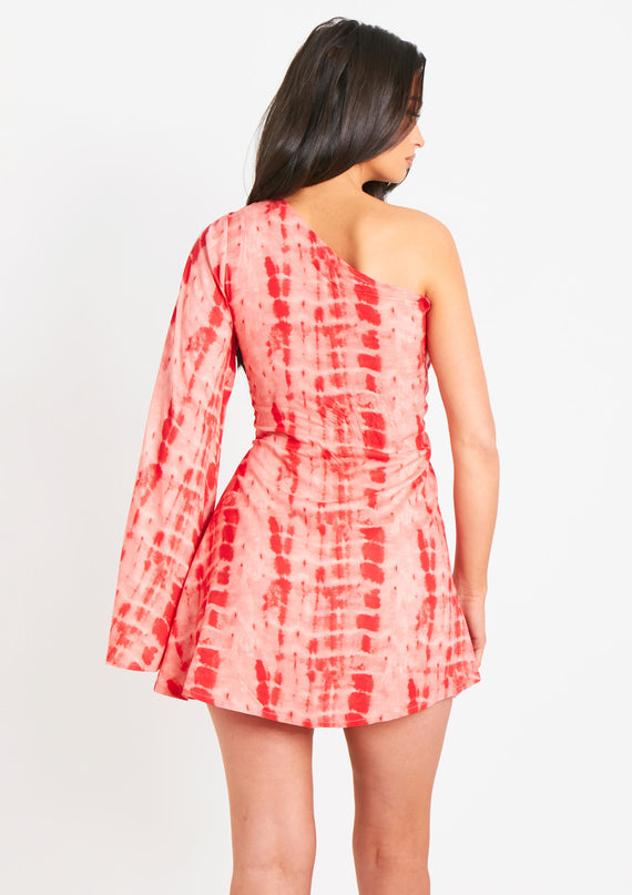 Missyempire Tanya Pink Tie Dye Printed Beach Dress