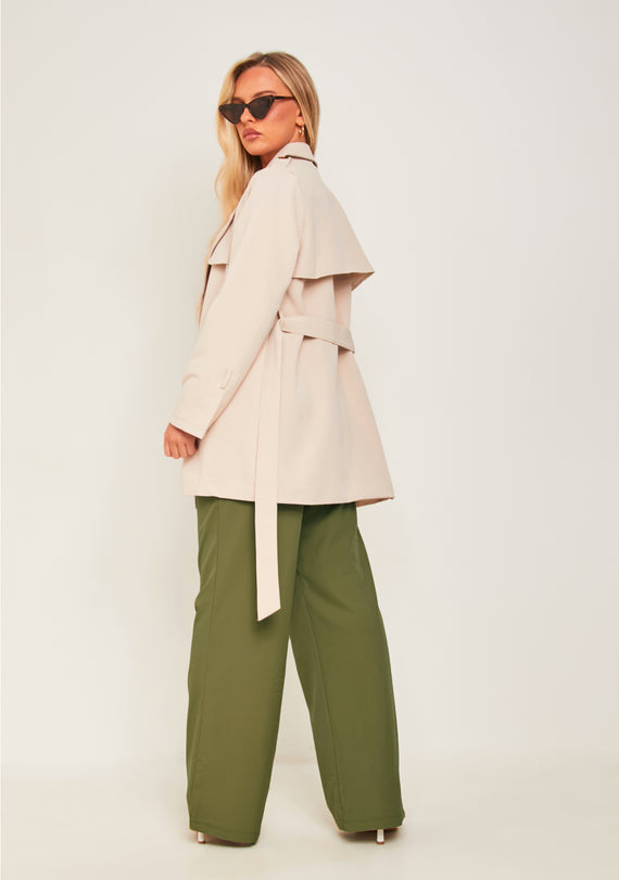 Missyempire Teagan Beige Short Trench Coat