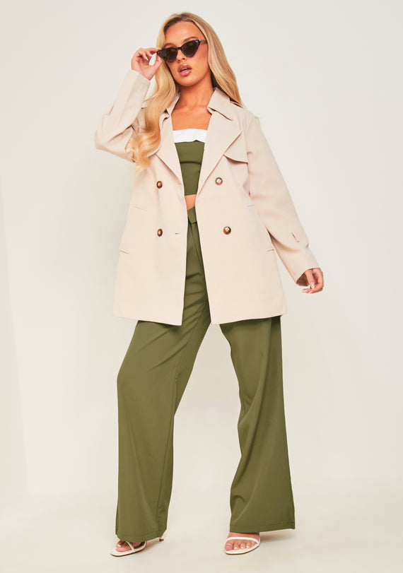 Missyempire Teagan Beige Short Trench Coat