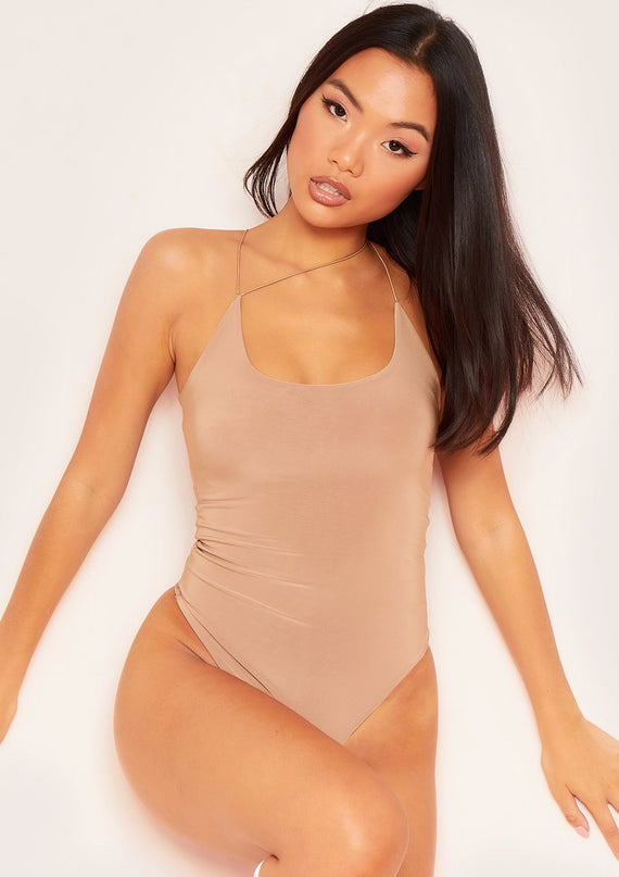 missyempire Tyra Camel Strap Detail Bodysuit