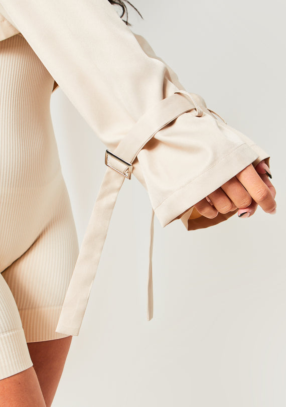 Missyempire Vera Stone Oversized Cropped Trench