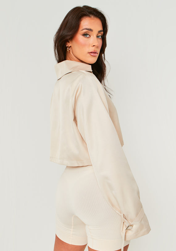 Missyempire Vera Stone Oversized Cropped Trench