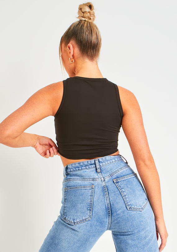 Missyempire Myla Black Premium Sculpt Racer Crop Top