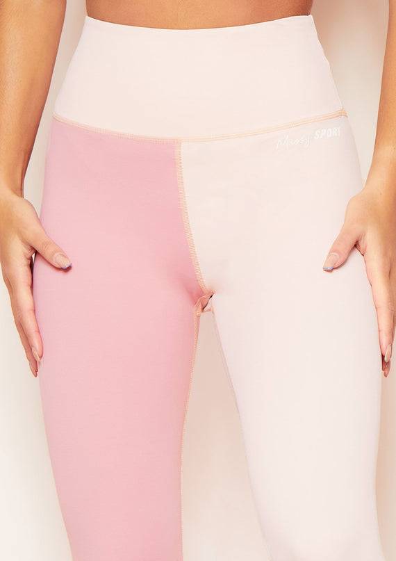 Missyempire Myra Pink Missy Sport Colour Block High Waisted Gym Leggings
