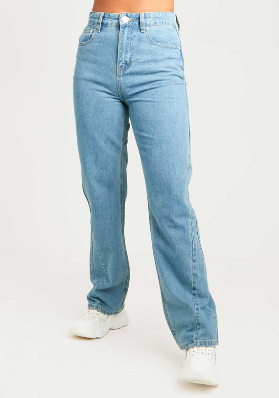 Missyempire Naomi Vintage Wash Straight Leg Seam Detail Jeans
