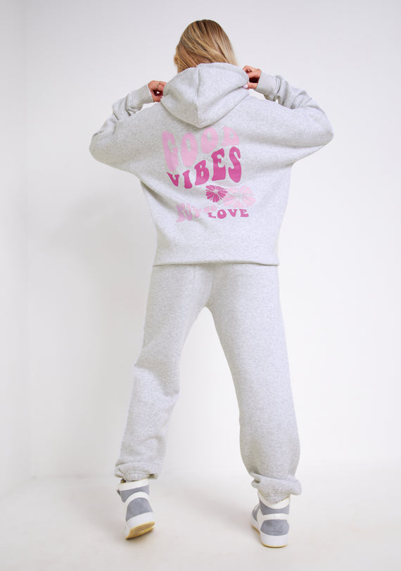 Missyempire Nina Grey Marl Oversized Graphic Print Joggers