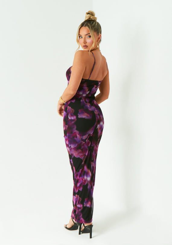 Missyempire Nina Purple Multi Colour Printed Maxi Dress
