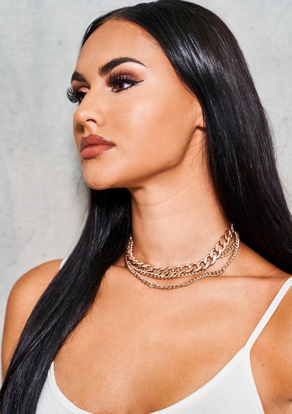 missyempire Nurah Gold Multi Layering Chain Necklace
