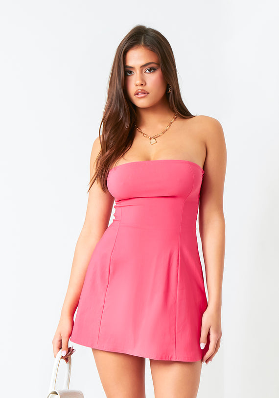 missyempire Ophelia Pink Bengaline Bandeau Mini Dress