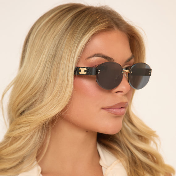 missyempire Oval Shaped Side Logo Detail Sunglassed In Black missyempire Oval Shaped Side Logo Detail Sunglassed In Black
