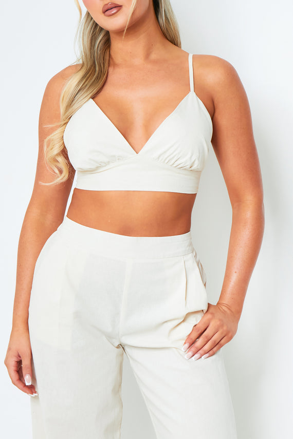 Missyempire Rachel Cream High Waisted Tailored Wide Leg Trousers