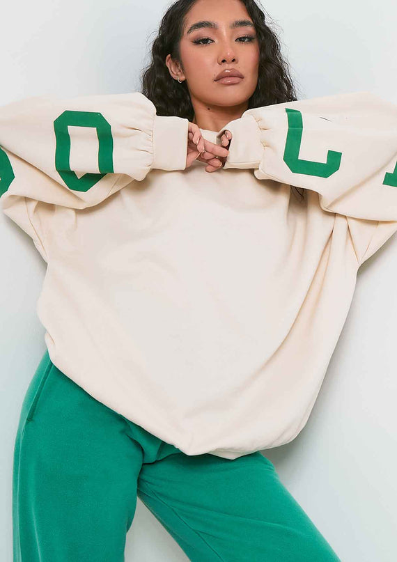 missyempire Remi Cream Chicago Oversized Sweatshirt