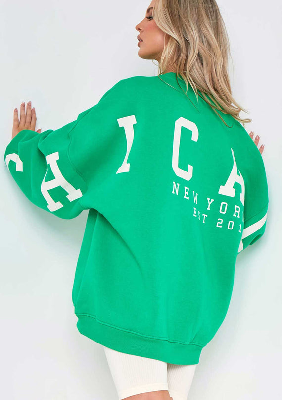 missyempire Remi Green Chicago Oversized Sweatshirt
