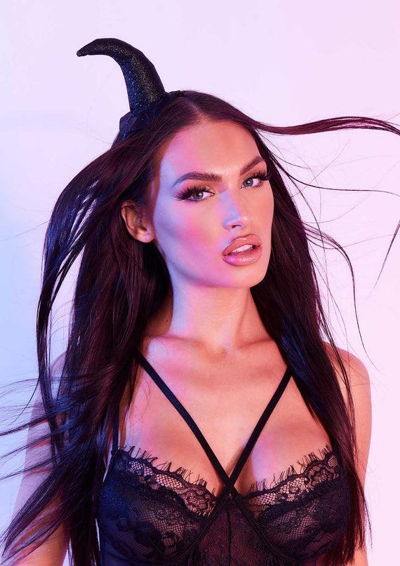 missyempire Rosemary Black Mini Witch Hat Halloween Headband